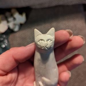 Set of Carved Wood Cat Decor